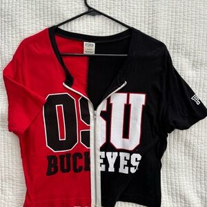 PINK Victoria's Secret Red and Black OSU Tee